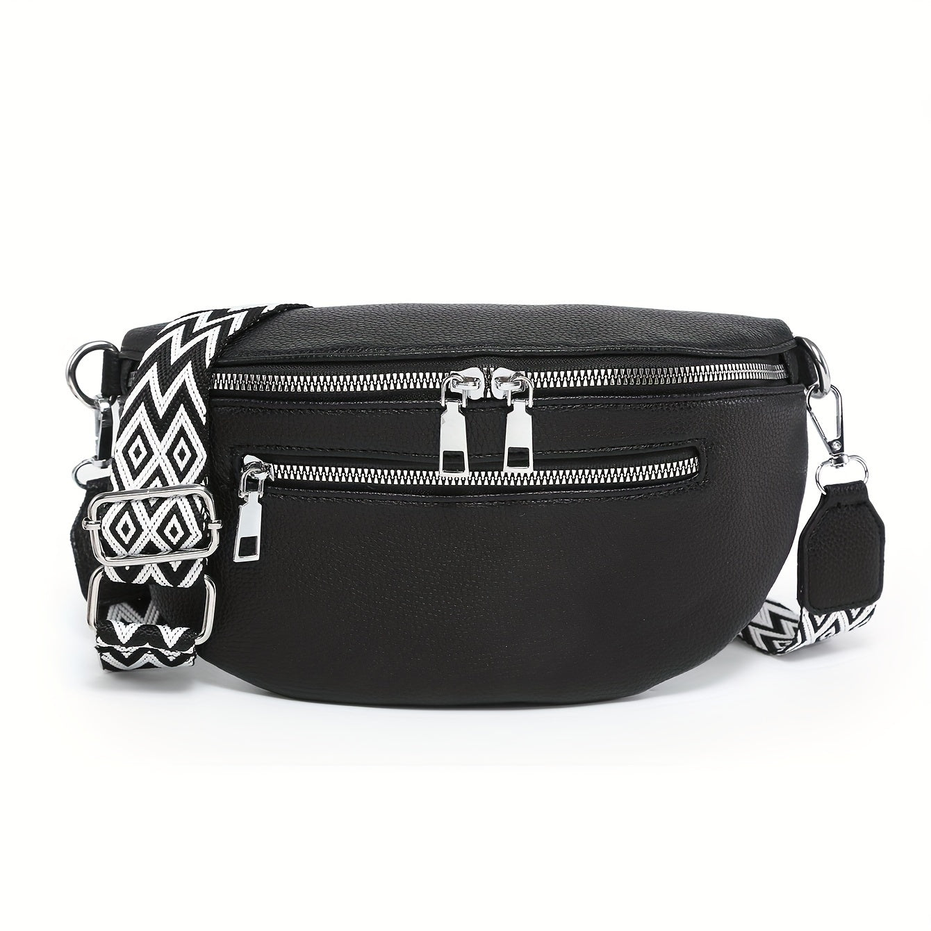 Women'S Korean Style Summer Saddle Bag, Solid Color, Zipper Closure, Polyester Lined, Painted Edges, Versatile Shoulder Chest Purse