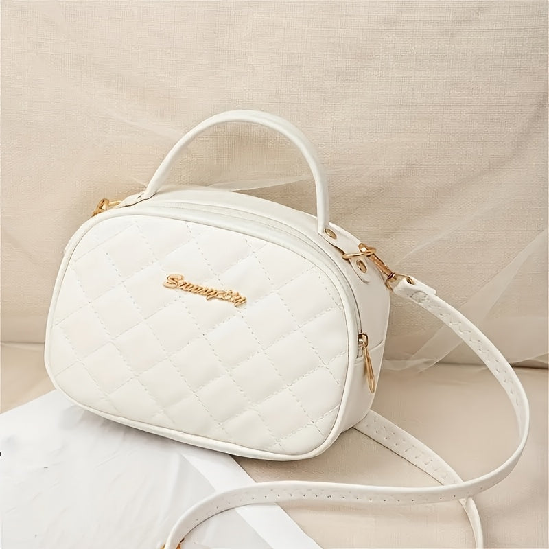 1pc Girl's Fashionable Cross-body Bag, Rhombus Embroidered Bag, Mobile Phone Bag, Coin Purse Handbag, Ideal choice for Gifts