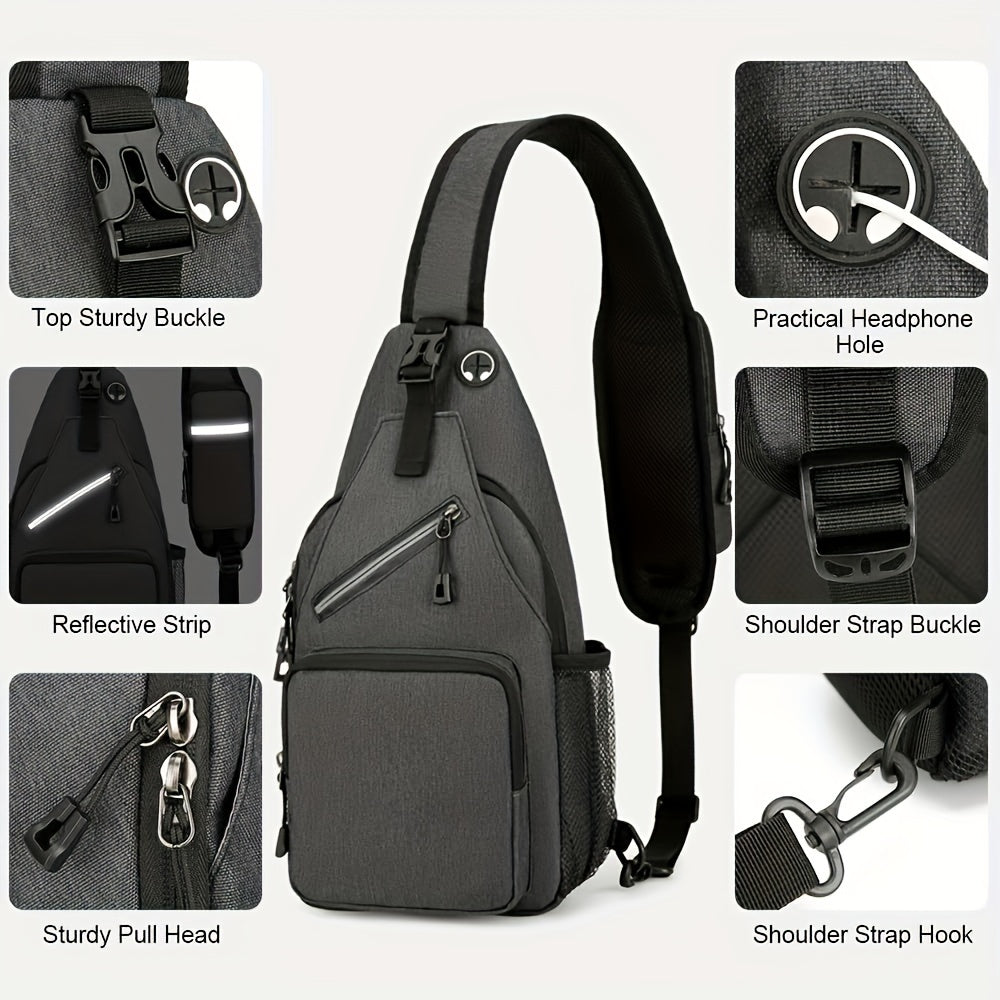 1pc High Quality Lightweight Crossbody Chest Bag for Men & Women, Large Capacity with Tablet Compartment, Adjustable Strap & Zipper Closure, Sporty Design for Outdoor Travel, Work, Hiking - Multiple Colors (Floral, Solid, Gradient), Durable Polyester Bag