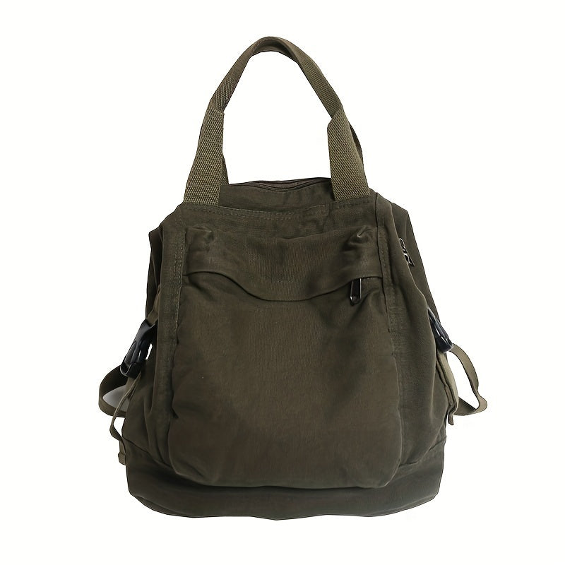 2024 New Women's Casual Vintage Backpack - Foldable College Travel Backpack with Zipper Closure, Fixed Shoulder Straps & Polyester Lining, Machine Washable Black Daypack for, Work, Commuting, Backpack for Travel, Everyday Carry, Versatile Bag, Sturdy Stra