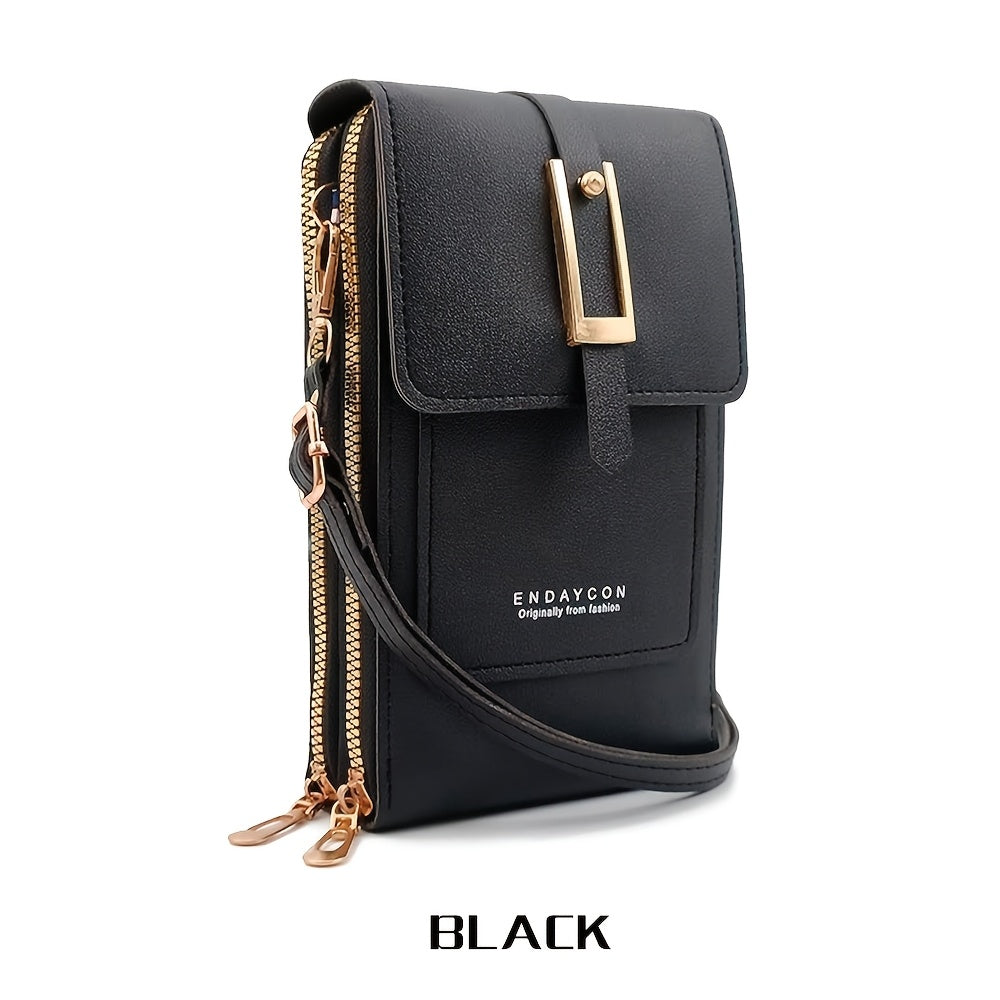 [Casual Crossbody Bag] Transparent Touchscreen Crossbody Bag | Women's Solid Color Casual Bag with Multifunctional Card Holder and Coin Purse | Perfect for Outings, Shopping, and Travel