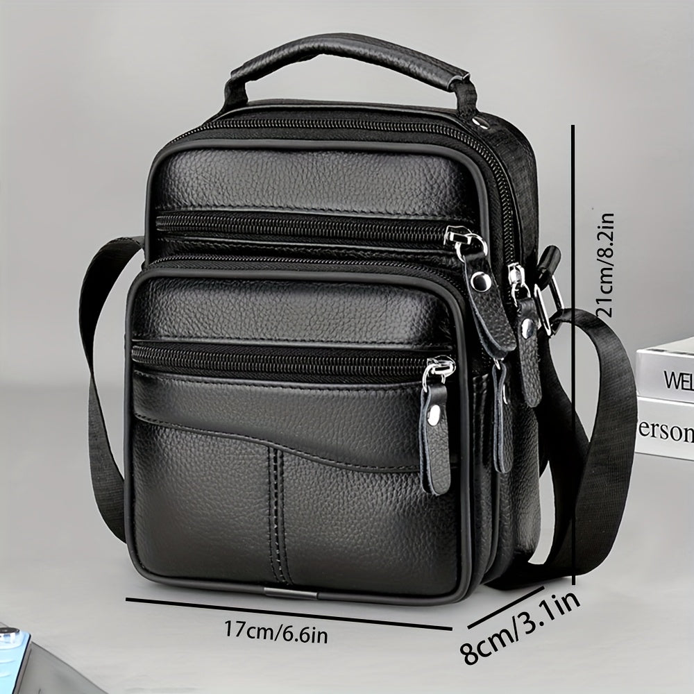 1pc Men's Shoulder Crossbody Genuine Leather Bag