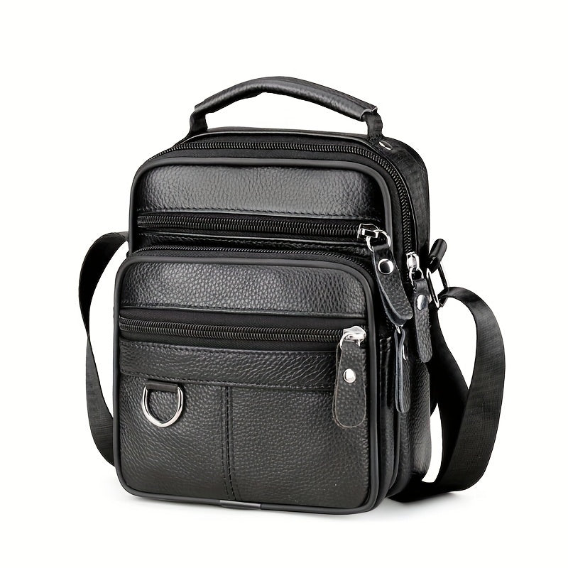 1pc Men's Shoulder Crossbody Genuine Leather Bag