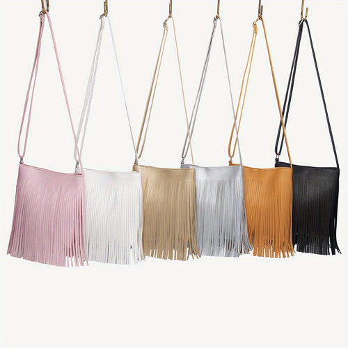1 Women's Vintage Tassel Vertical Bucket Bag, Bohemian Crossbody Phone Bag with Fringe, Shoulder Bag, Ideal Gift Choice