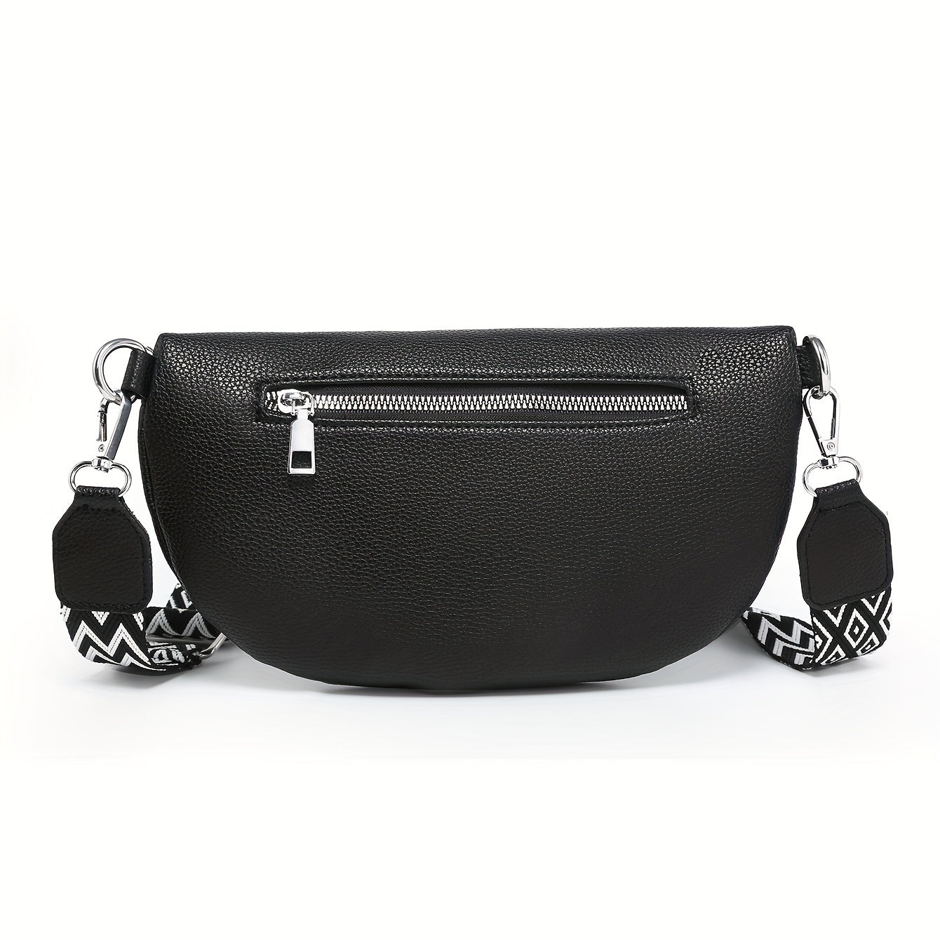 Women'S Korean Style Summer Saddle Bag, Solid Color, Zipper Closure, Polyester Lined, Painted Edges, Versatile Shoulder Chest Purse