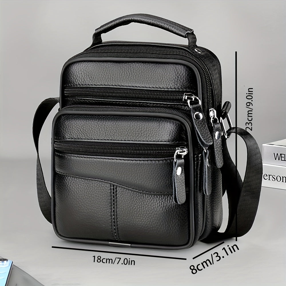 1pc Men's Shoulder Crossbody Genuine Leather Bag