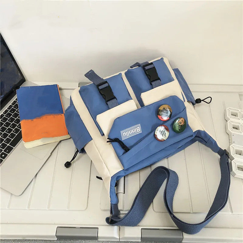 1pc Nylon Crossbody Bags For Teenager, Men Messenger Bag Student School Bags, Youth Women's Shoulder Bag, Fashion Contrast Color Bag