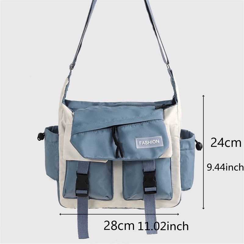 1pc Nylon Crossbody Bags For Teenager, Men Messenger Bag Student School Bags, Youth Women's Shoulder Bag, Fashion Contrast Color Bag