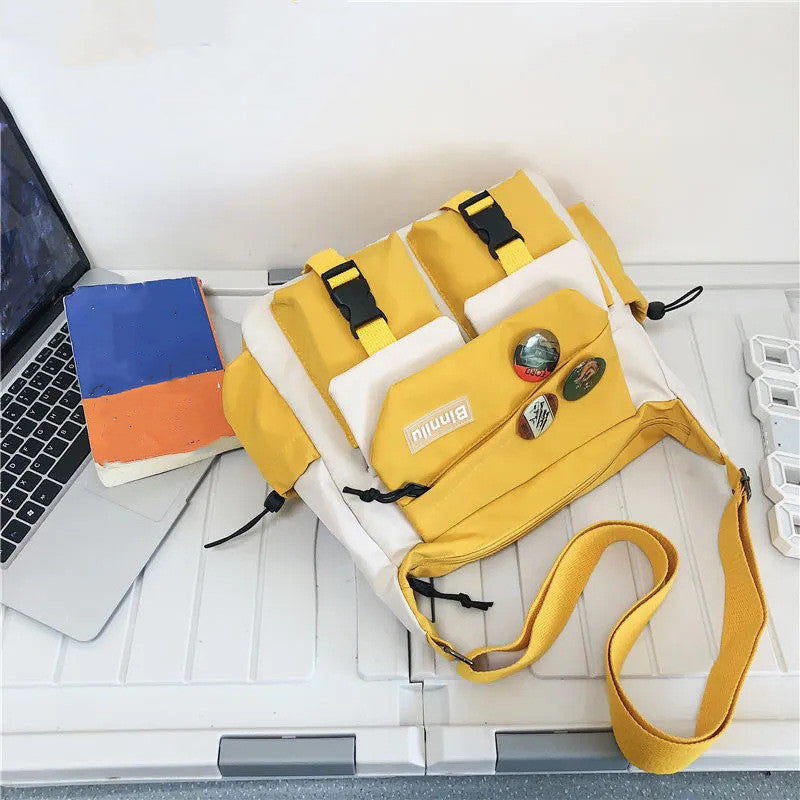 1pc Nylon Crossbody Bags For Teenager, Men Messenger Bag Student School Bags, Youth Women's Shoulder Bag, Fashion Contrast Color Bag