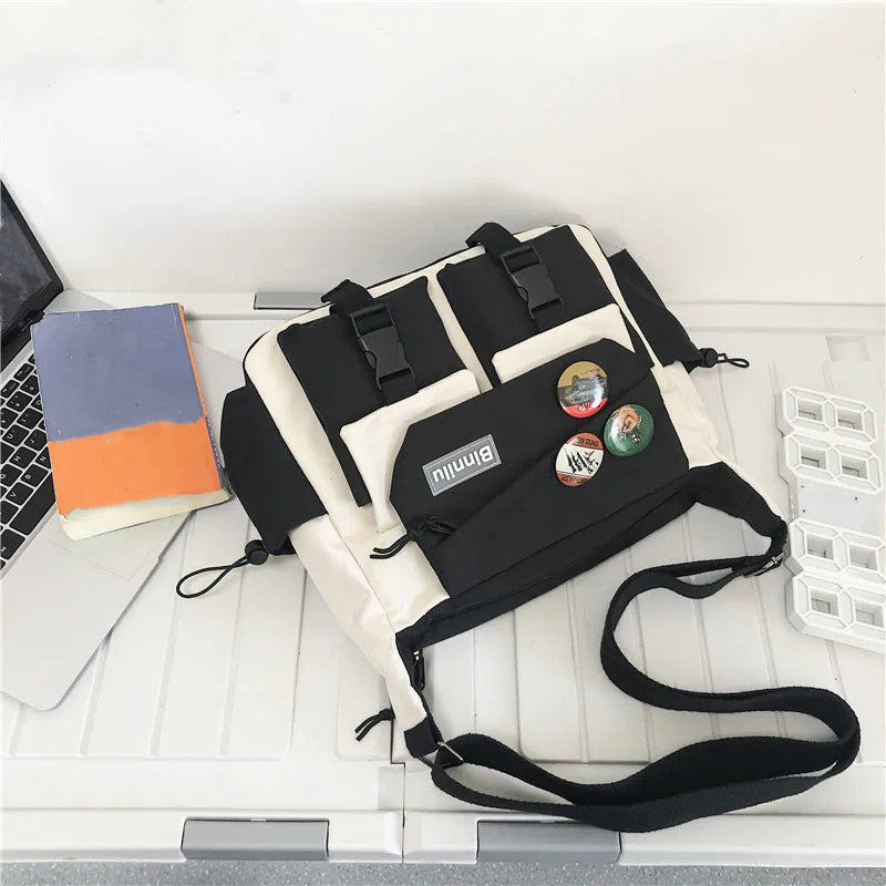 1pc Nylon Crossbody Bags For Teenager, Men Messenger Bag Student School Bags, Youth Women's Shoulder Bag, Fashion Contrast Color Bag