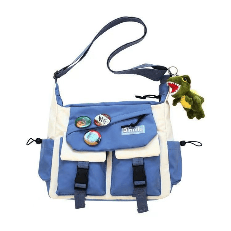 1pc Nylon Crossbody Bags For Teenager, Men Messenger Bag Student School Bags, Youth Women's Shoulder Bag, Fashion Contrast Color Bag