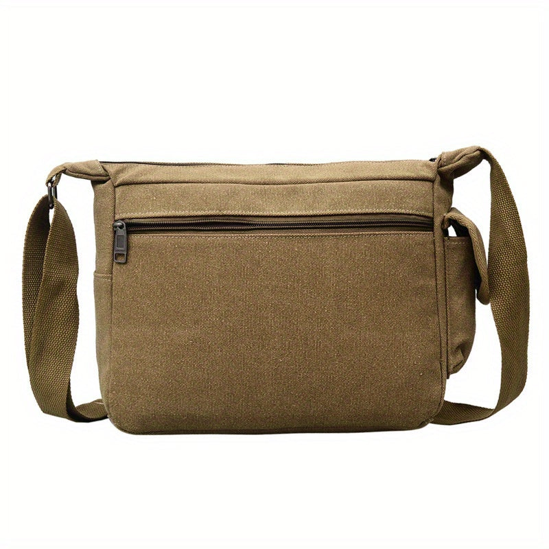 1pc Men's Vintage Canvas Crossbody Bag, Casual Travel Shoulder Sling Pack, Outdoor Sports Messenger Bag with Adjustable Strap, Hand Wash/Dry Clean - Black, Canvas, Hand Wash/dry Clean