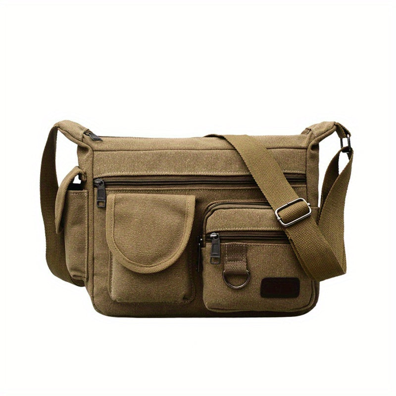1pc Men's Vintage Canvas Crossbody Bag, Casual Travel Shoulder Sling Pack, Outdoor Sports Messenger Bag with Adjustable Strap, Hand Wash/Dry Clean - Black, Canvas, Hand Wash/dry Clean
