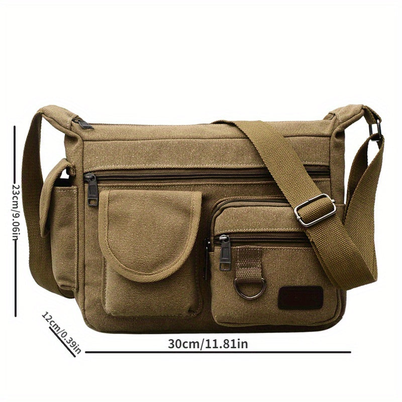 1pc Men's Vintage Canvas Crossbody Bag, Casual Travel Shoulder Sling Pack, Outdoor Sports Messenger Bag with Adjustable Strap, Hand Wash/Dry Clean - Black, Canvas, Hand Wash/dry Clean