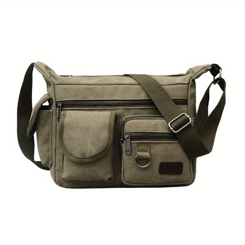 1pc Men's Vintage Canvas Crossbody Bag, Casual Travel Shoulder Sling Pack, Outdoor Sports Messenger Bag with Adjustable Strap, Hand Wash/Dry Clean - Black, Canvas, Hand Wash/dry Clean