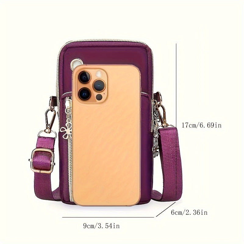 1pc Fashionable Mini Crossbody Bag, Lightweight Nylon Sports Arm Wallet with Adjustable Lanyard, Phone & Lipstick Pouch for Active Women