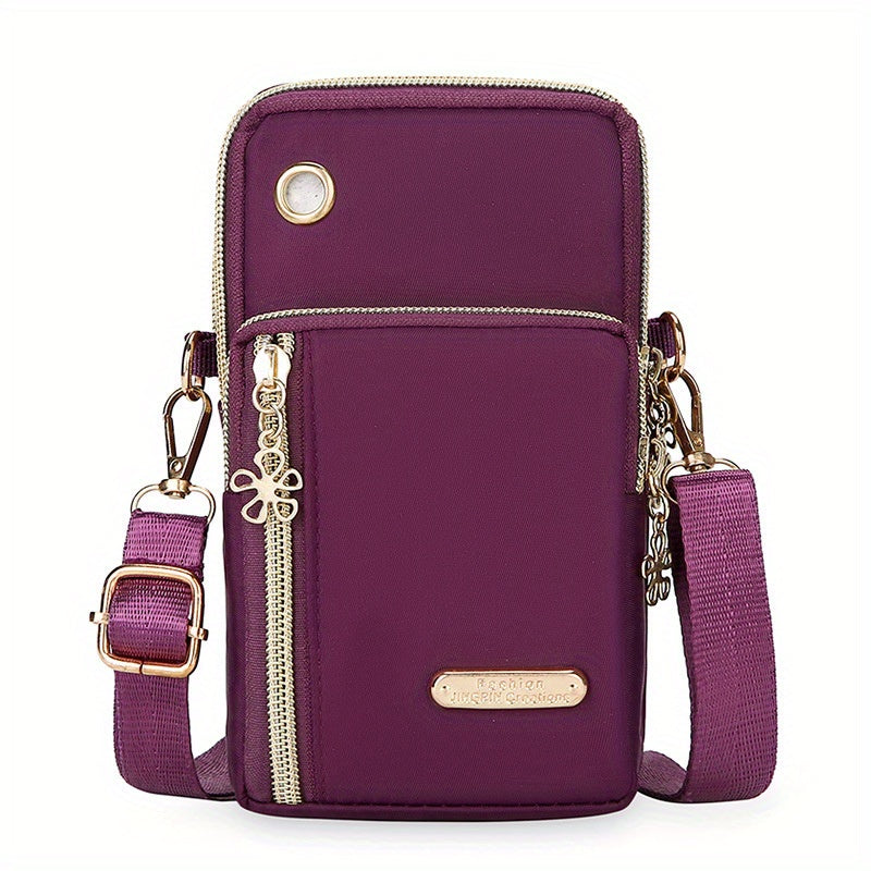 1pc Fashionable Mini Crossbody Bag, Lightweight Nylon Sports Arm Wallet with Adjustable Lanyard, Phone & Lipstick Pouch for Active Women