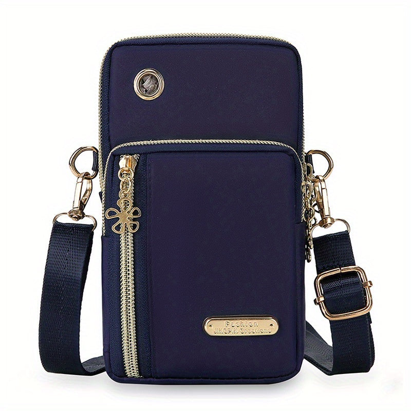 1pc Fashionable Mini Crossbody Bag, Lightweight Nylon Sports Arm Wallet with Adjustable Lanyard, Phone & Lipstick Pouch for Active Women