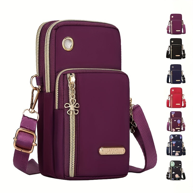 1pc Fashionable Mini Crossbody Bag, Lightweight Nylon Sports Arm Wallet with Adjustable Lanyard, Phone & Lipstick Pouch for Active Women