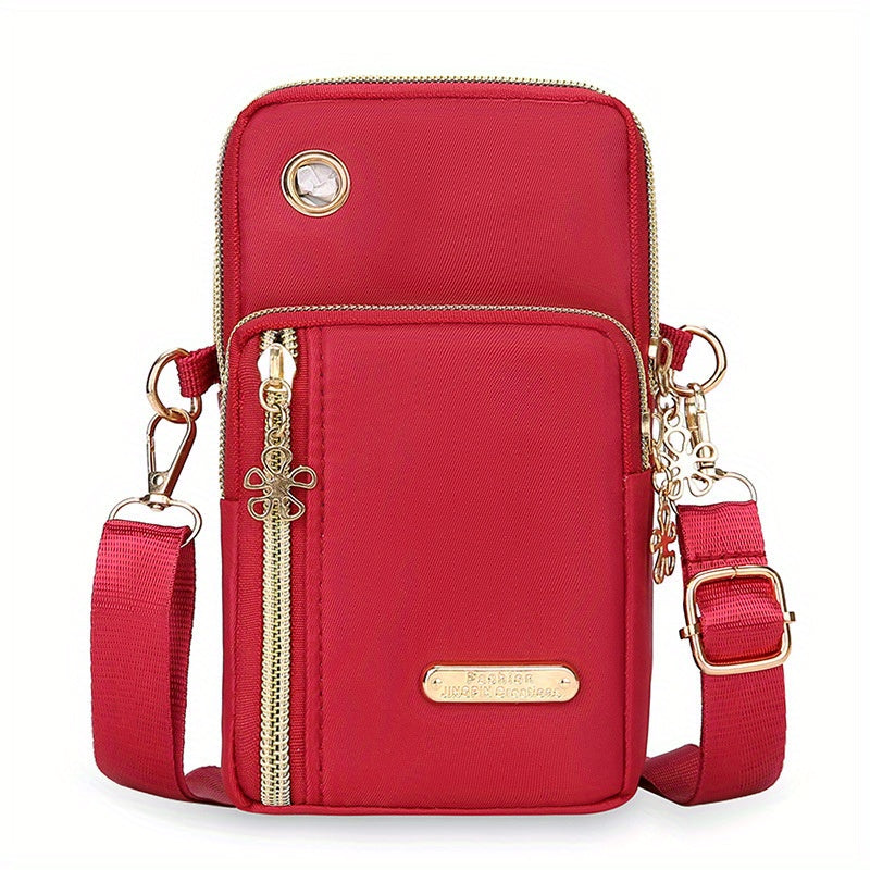 1pc Fashionable Mini Crossbody Bag, Lightweight Nylon Sports Arm Wallet with Adjustable Lanyard, Phone & Lipstick Pouch for Active Women