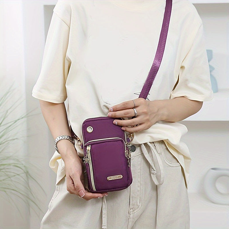 1pc Fashionable Mini Crossbody Bag, Lightweight Nylon Sports Arm Wallet with Adjustable Lanyard, Phone & Lipstick Pouch for Active Women