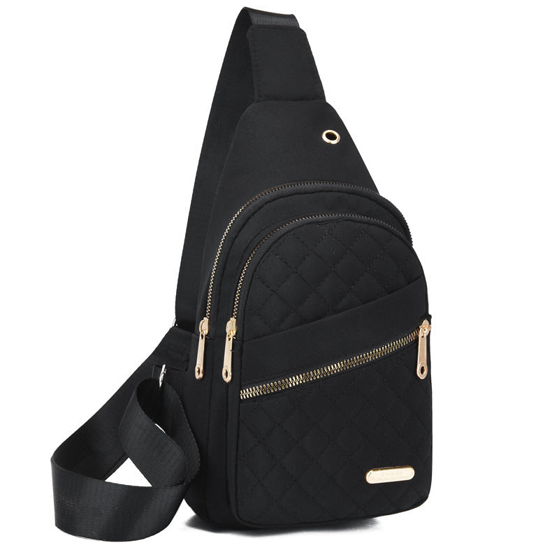 1pc Women'S Fashionable Embroidered Diamond Grid Shoulder & Crossbody Backpack - Large Capacity, Data Hole, Adjustable Strap, Multiple Compartments, Pink with Golden Zipper, Ideal for School or Work, School Backpack | Quilted Backpack | Adjustable Strap B