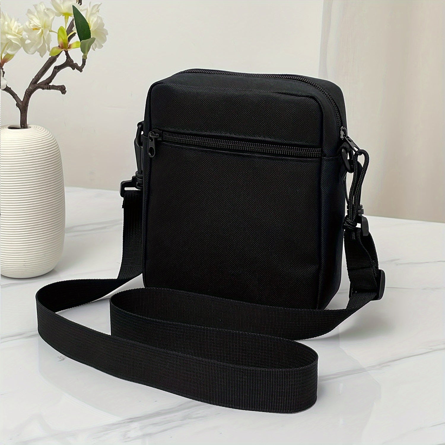 1pc Preppy Style Nylon Crossbody Sling Bag for Men - Lightweight, Adjustable Shoulder Strap, Buckle Closure, Unlined Spacious Compartment - Ideal for Casual Everyday & Going Out