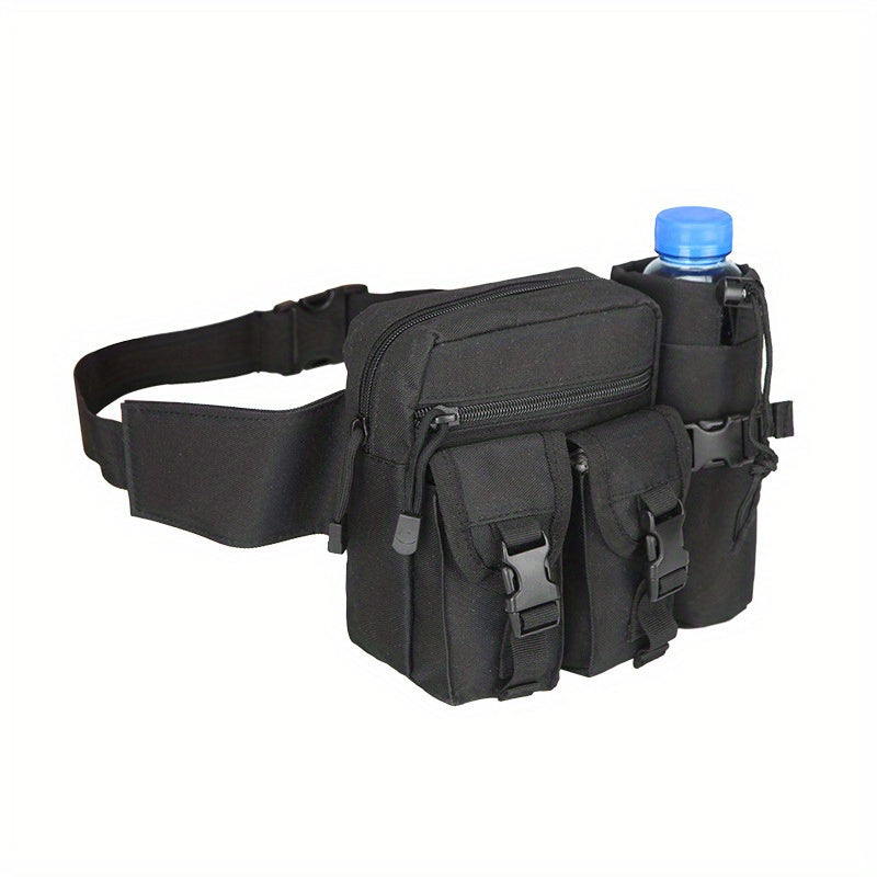 1pc Men'S Tactical Oxford Cloth Sports Waist Bag, Portable Fanny Pack with Water Bottle Holder and Phone Pouch for Outdoor Camping, Hiking, Hunting, Climbing