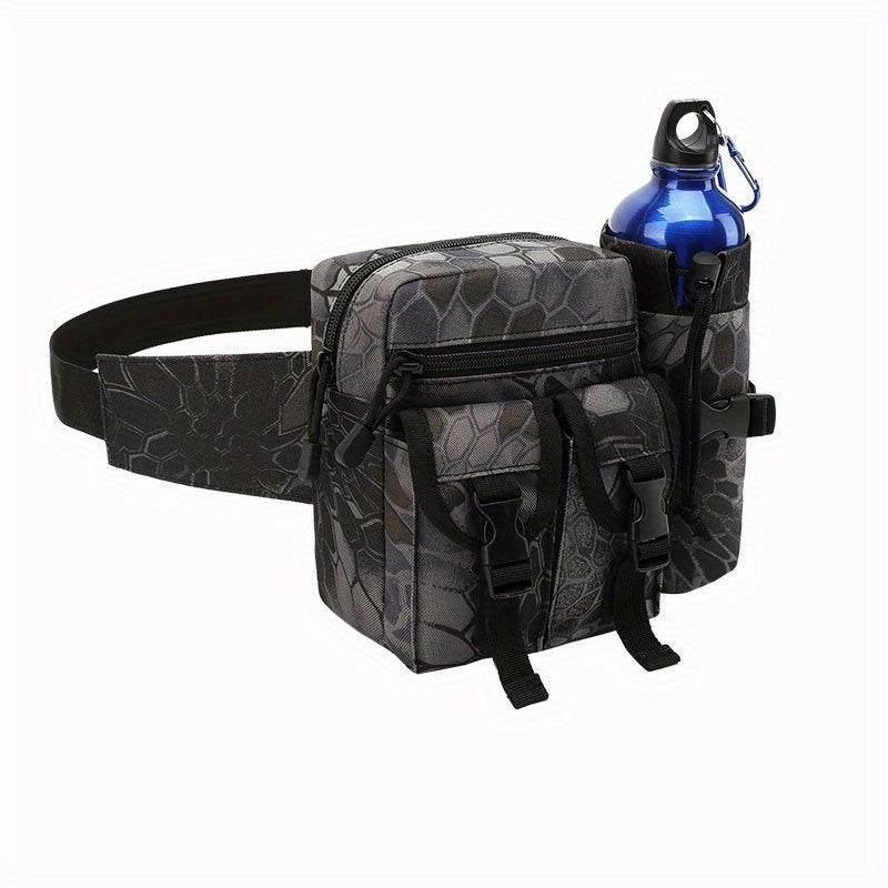 1pc Men'S Tactical Oxford Cloth Sports Waist Bag, Portable Fanny Pack with Water Bottle Holder and Phone Pouch for Outdoor Camping, Hiking, Hunting, Climbing