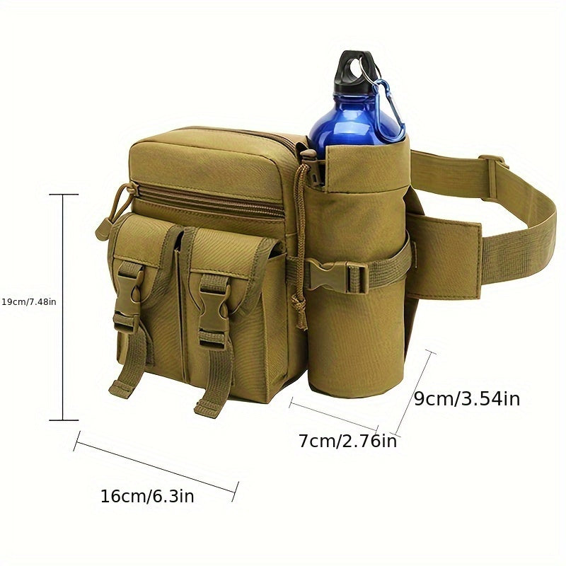 1pc Men'S Tactical Oxford Cloth Sports Waist Bag, Portable Fanny Pack with Water Bottle Holder and Phone Pouch for Outdoor Camping, Hiking, Hunting, Climbing