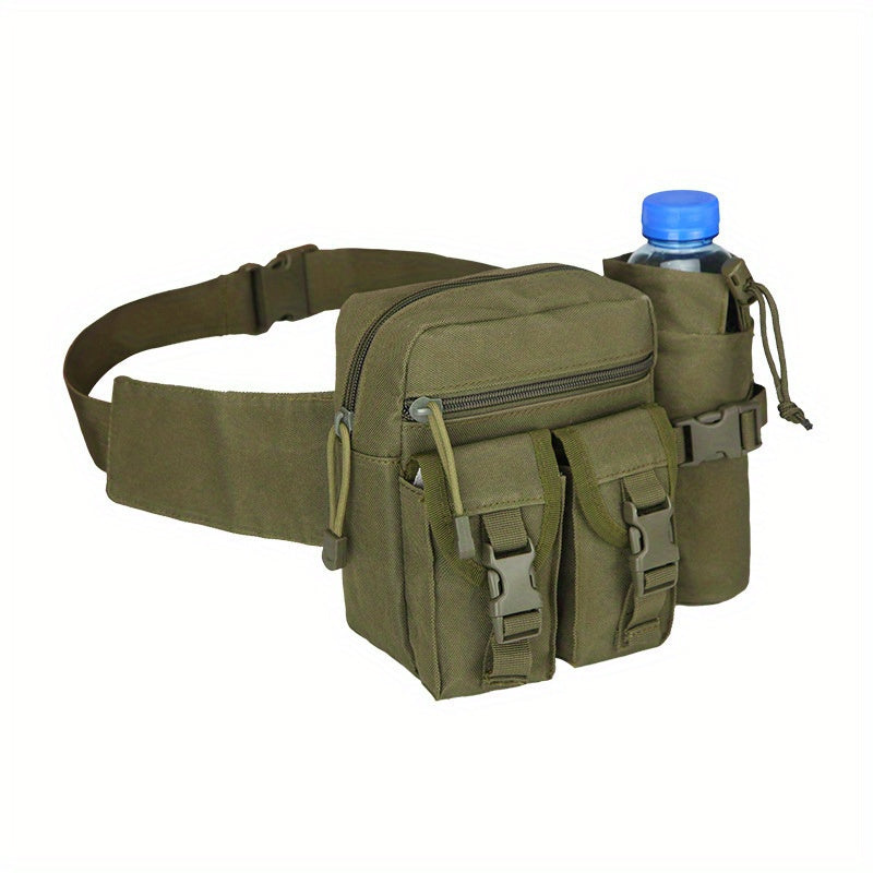 1pc Men'S Tactical Oxford Cloth Sports Waist Bag, Portable Fanny Pack with Water Bottle Holder and Phone Pouch for Outdoor Camping, Hiking, Hunting, Climbing