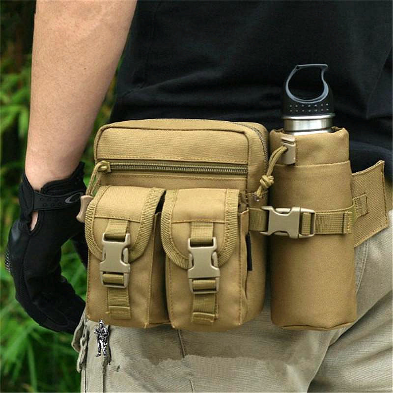 1pc Men'S Tactical Oxford Cloth Sports Waist Bag, Portable Fanny Pack with Water Bottle Holder and Phone Pouch for Outdoor Camping, Hiking, Hunting, Climbing