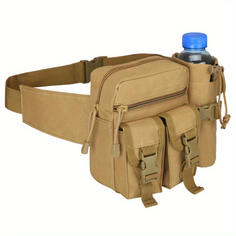 1pc Men'S Tactical Oxford Cloth Sports Waist Bag, Portable Fanny Pack with Water Bottle Holder and Phone Pouch for Outdoor Camping, Hiking, Hunting, Climbing