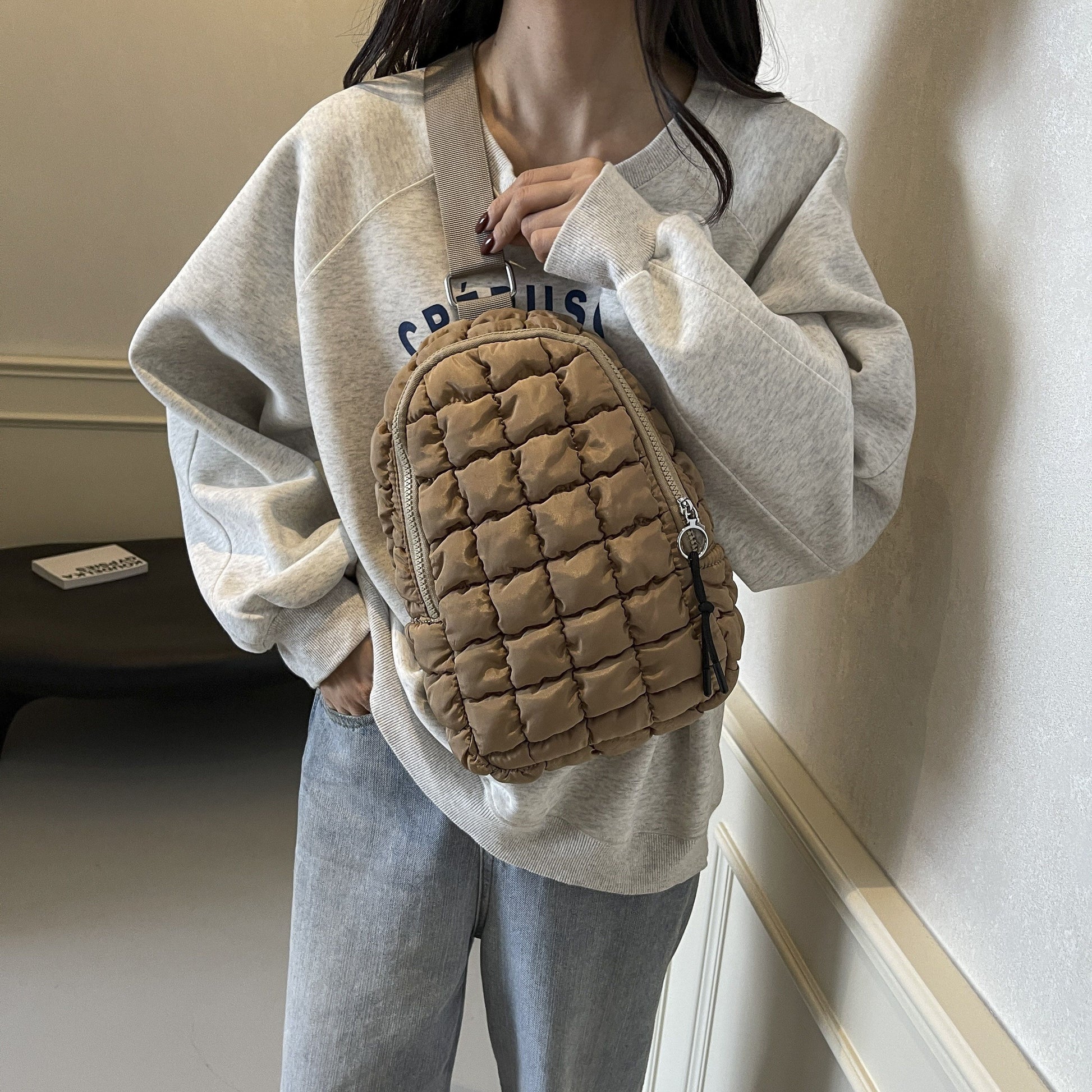 1pc new fashionable multi-color filled casual embroidery plaid single shoulder diagonal cross bag, Women's fashionable simple commuting single shoulder travel makeup handbag with large capacity
