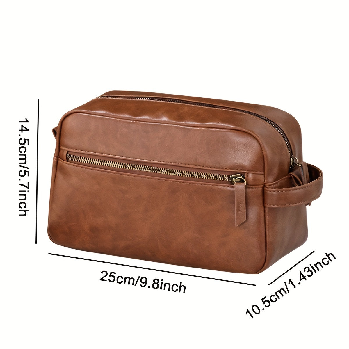 1pc British Style Men's Cosmetic Bag, Men's Travel Toiletry Bag, PU Leather Toiletry Bag, Travel Bathroom Bag, Travel Kit Men's Small Bag, Travel Accessories Shaving Bag For Business Trip, Portable Storage Large Capacity Toiletry Bag Pouch
