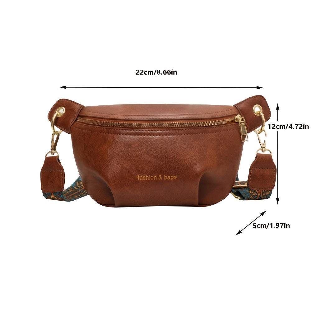 2025 New Fashion Women's Shoulder Bag with Geometric Print, Wide Strap Crossbody Chest Bag for Ladies