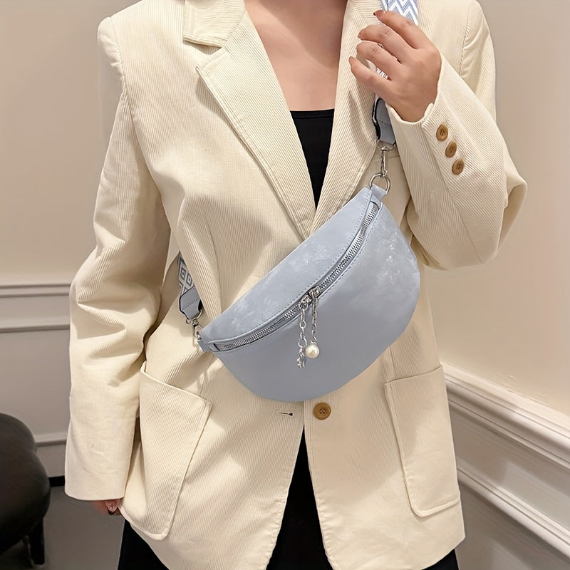1pc Women&Apos;S Bohemian Crossbody Bag with Adjustable Strap, Zipper Closure & Beaded Detail - Large Capacity Casual Chest Bag in Blue/Khaki/Brown/Beige, Synthetic Faux Leather, Polyester Lining, Perfect for Everyday Use Or Holiday Gifts, Crossbody Purse