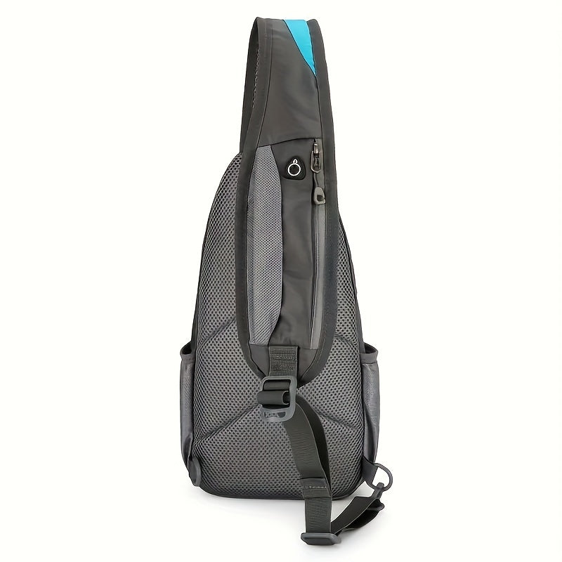 1pc Lightweight Nylon Chest Bag, Adjustable Back & Shoulder Straps, Durable Zipper Closure, Ideal for Hiking, Running, Cycling & Daily Commute - Black & Blue, Outdoor Sports Travel Sling Bag, Commute Bag | Adjustable Strap Bag | Durable Zipper Closure, Ba