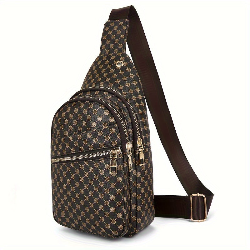 1pc Men's Classic Chest Bag, Casual Fashion PU Sling Bag