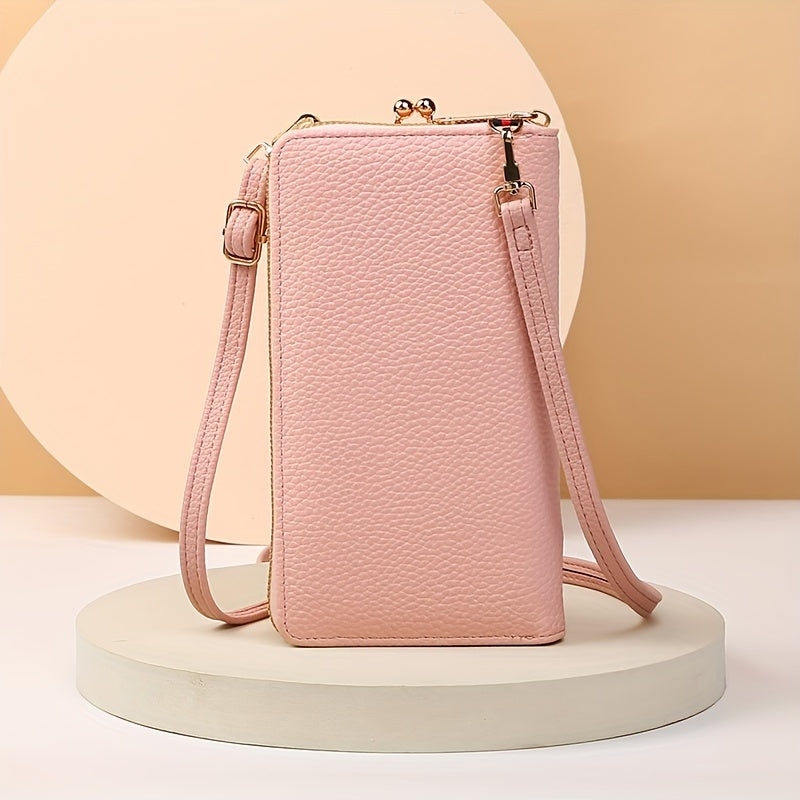 2024 New Women'S Messenger Bag, Korean Fashion, Lychee Pattern, Solid Color, Embroidered, Single Shoulder, Black Red, with Adjustable Strap, Buckle Closure, No Printing, No Edge Paint, with Operation Instruction Do Not Wash