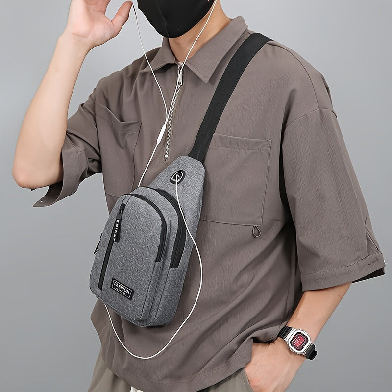 1pc Lightweight Men's Crossbody Bag, Hiking Multipurpose Chest Sling Bag