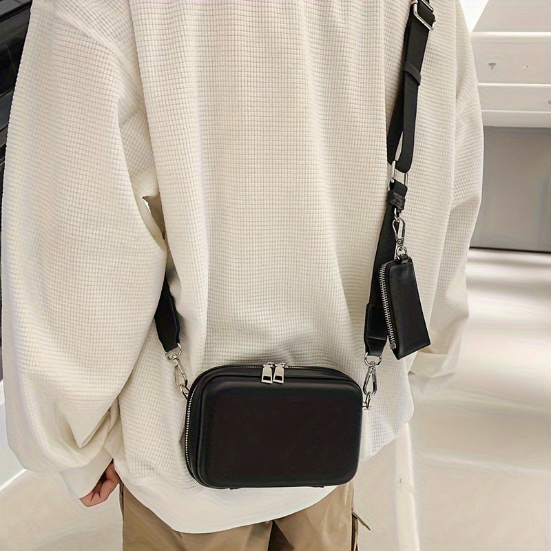 1pc Men's Mini Versatile Hard Shell Commuter Daily Simple Small Crossbody Bag