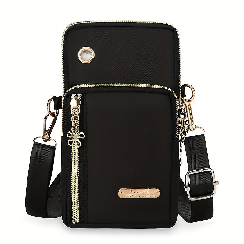 1pc Fashionable Mini Crossbody Bag, Lightweight Nylon Sports Arm Wallet with Adjustable Lanyard, Phone & Lipstick Pouch for Active Women