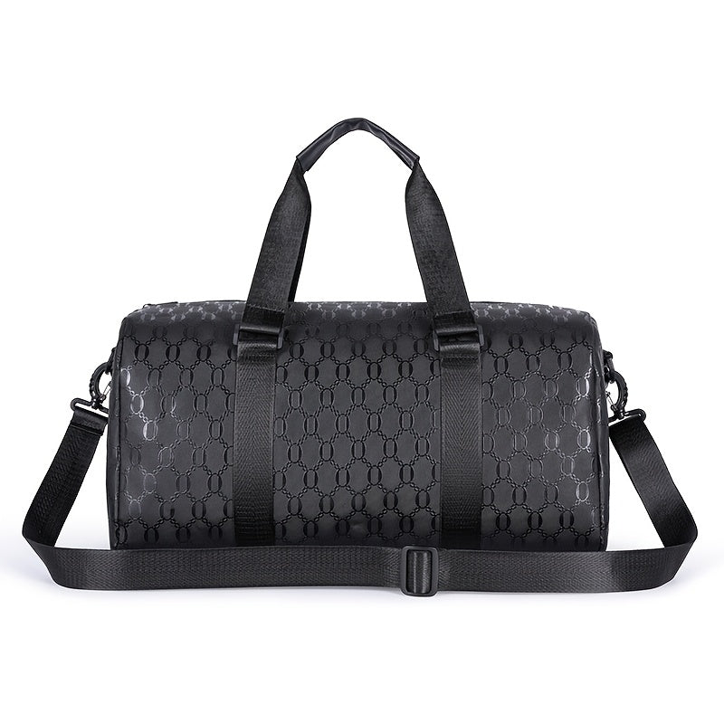 2025 Men's Geometric Hexagon Gym Duffel Bag - Large Capacity Lightweight Travel & Sports Bag with Adjustable Shoulder Strap, Durable Black Fabric for Fitness, Business Trips & Casual Outings, Modern Luggage | Sturdy Handles