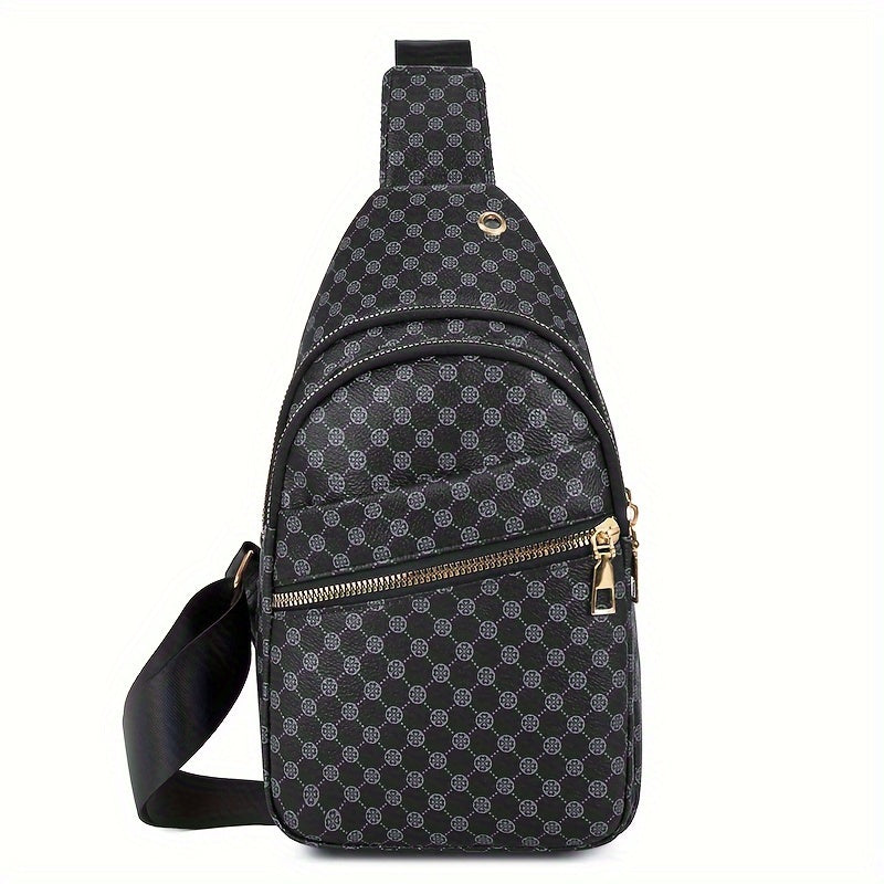 1pc Men's Classic Chest Bag, Casual Fashion PU Sling Bag