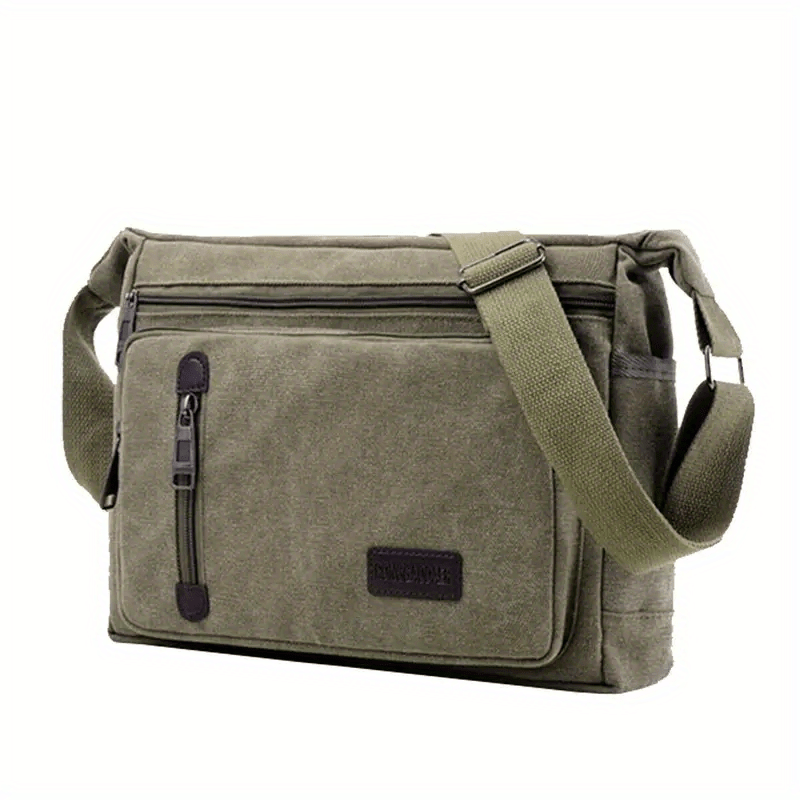 1pc Stylish Army Green Polyester Crossbody Bag - Adjustable Shoulder Strap, Retro Messenger Bag for Travel & Daily Use, Durable with Multiple Compartments, Perfect for Hiking & Outdoor Adventures, Hiking Gear