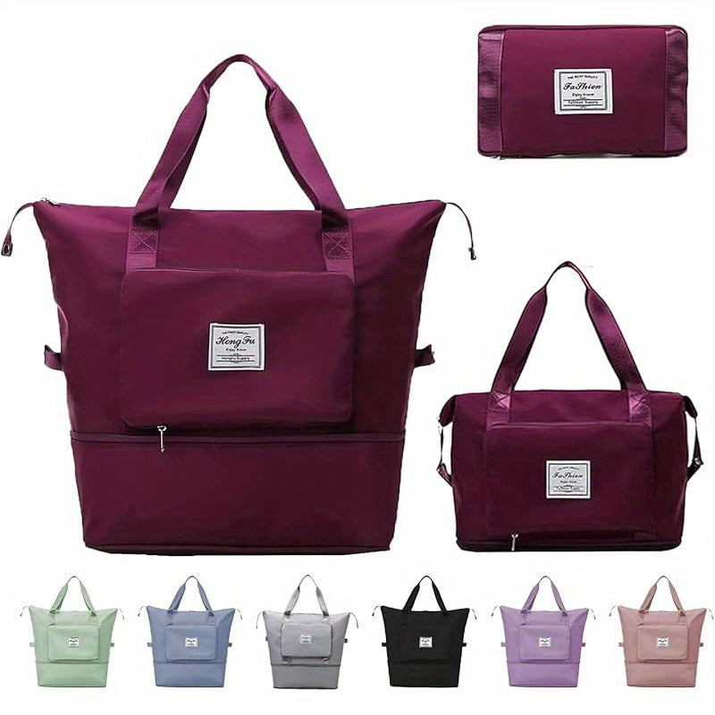 1pc Oxford Cloth Travel Duffel Bag Large Capacity Travel Bag, Expandable Foldable Travel Duffel Bag, Dry and Wet Separation Portable Travel Duffel Bag, Overnight Bag for Women and for Man