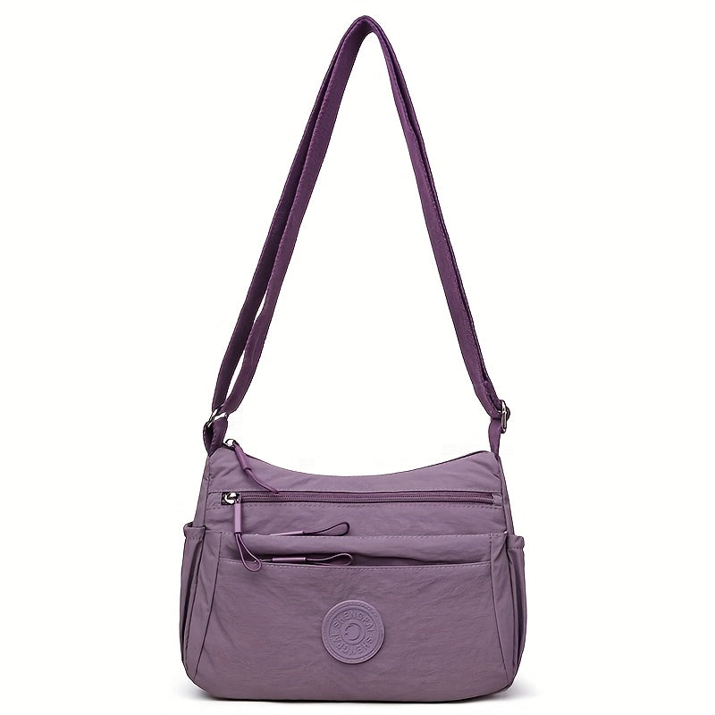 1pc Burgundy Casual Crossbody Bag for Women, Solid Color Fabric with Zipper Closure, Multi-Pocket and Compartments, Polyester Lined, Versatile for Commuting, Travel, Shopping, Mother'S Gift