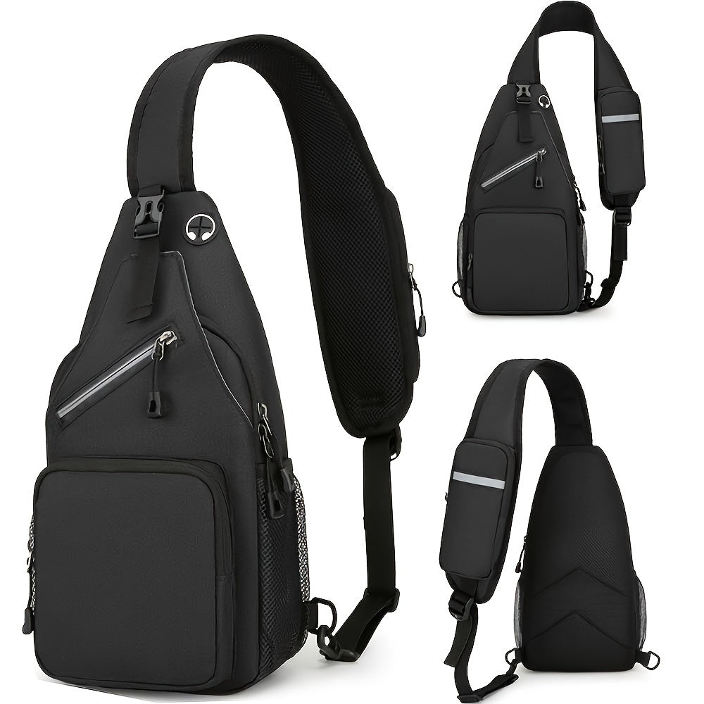 1pc High Quality Lightweight Crossbody Chest Bag for Men & Women, Large Capacity with Tablet Compartment, Adjustable Strap & Zipper Closure, Sporty Design for Outdoor Travel, Work, Hiking - Multiple Colors (Floral, Solid, Gradient), Durable Polyester Bag