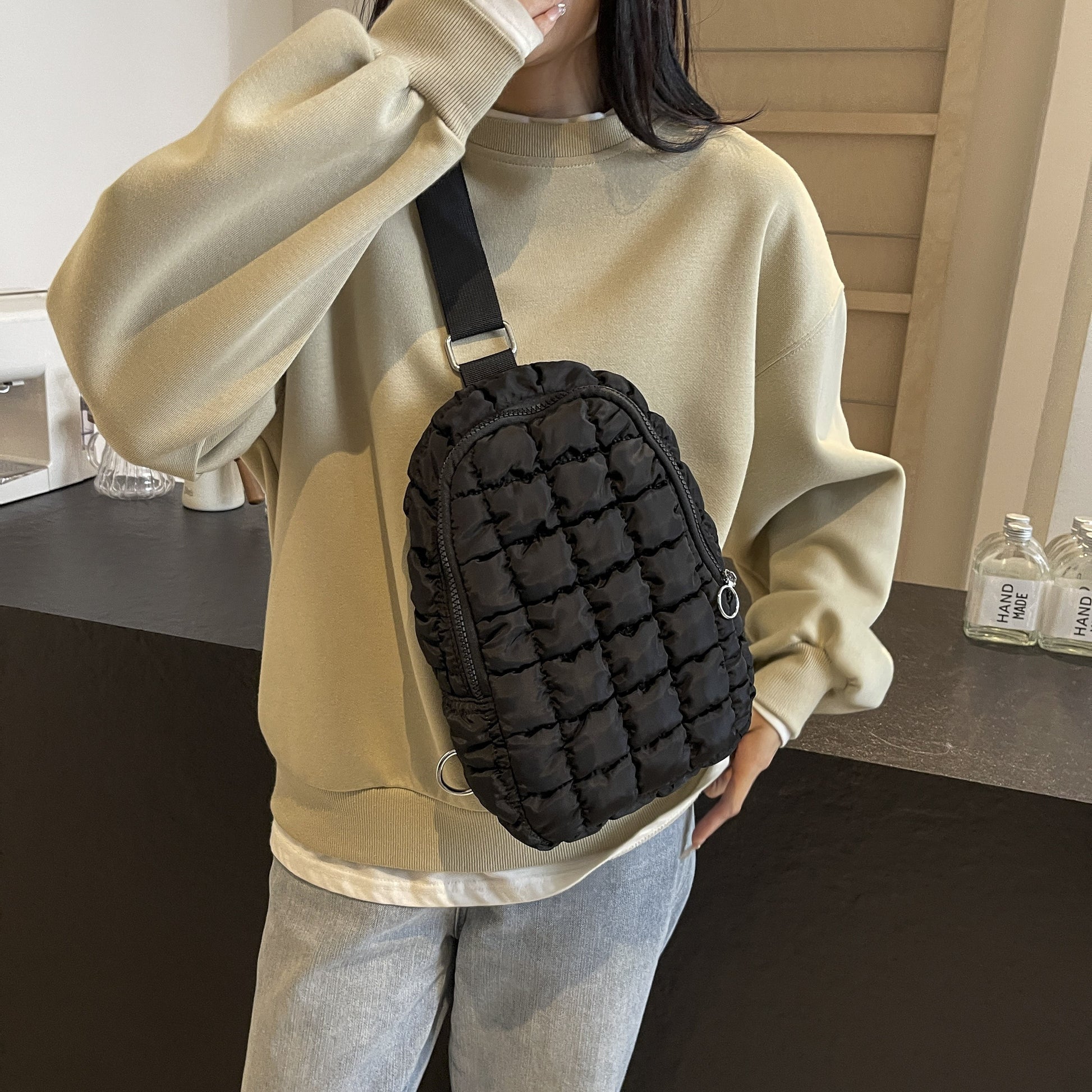 1pc new fashionable multi-color filled casual embroidery plaid single shoulder diagonal cross bag, Women's fashionable simple commuting single shoulder travel makeup handbag with large capacity